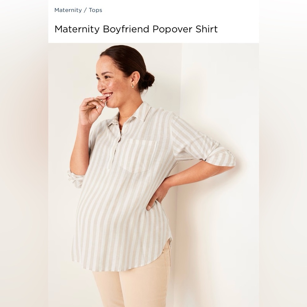 Linen maternity pop over shirt, size M, Old Navy